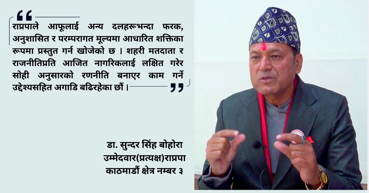 भोट माग्दा विकासको आश्वासन बाँडेको छैन, संसदको गरिमा बुझाउँदैछु : डा. सुन्दर सिंह बोहोरा